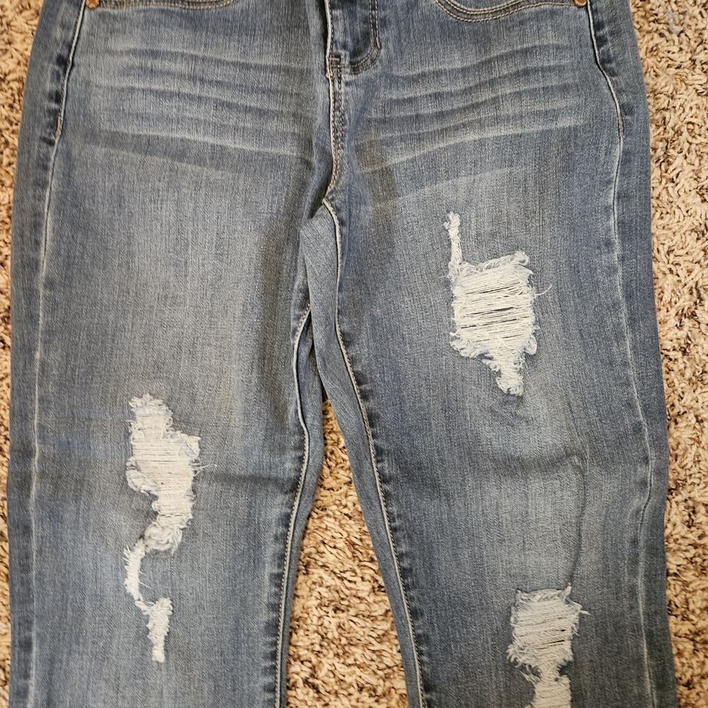 Liverpool Jeans Company Distressed Blue Boyfriend Crop Jeans - Picture 4 of 14